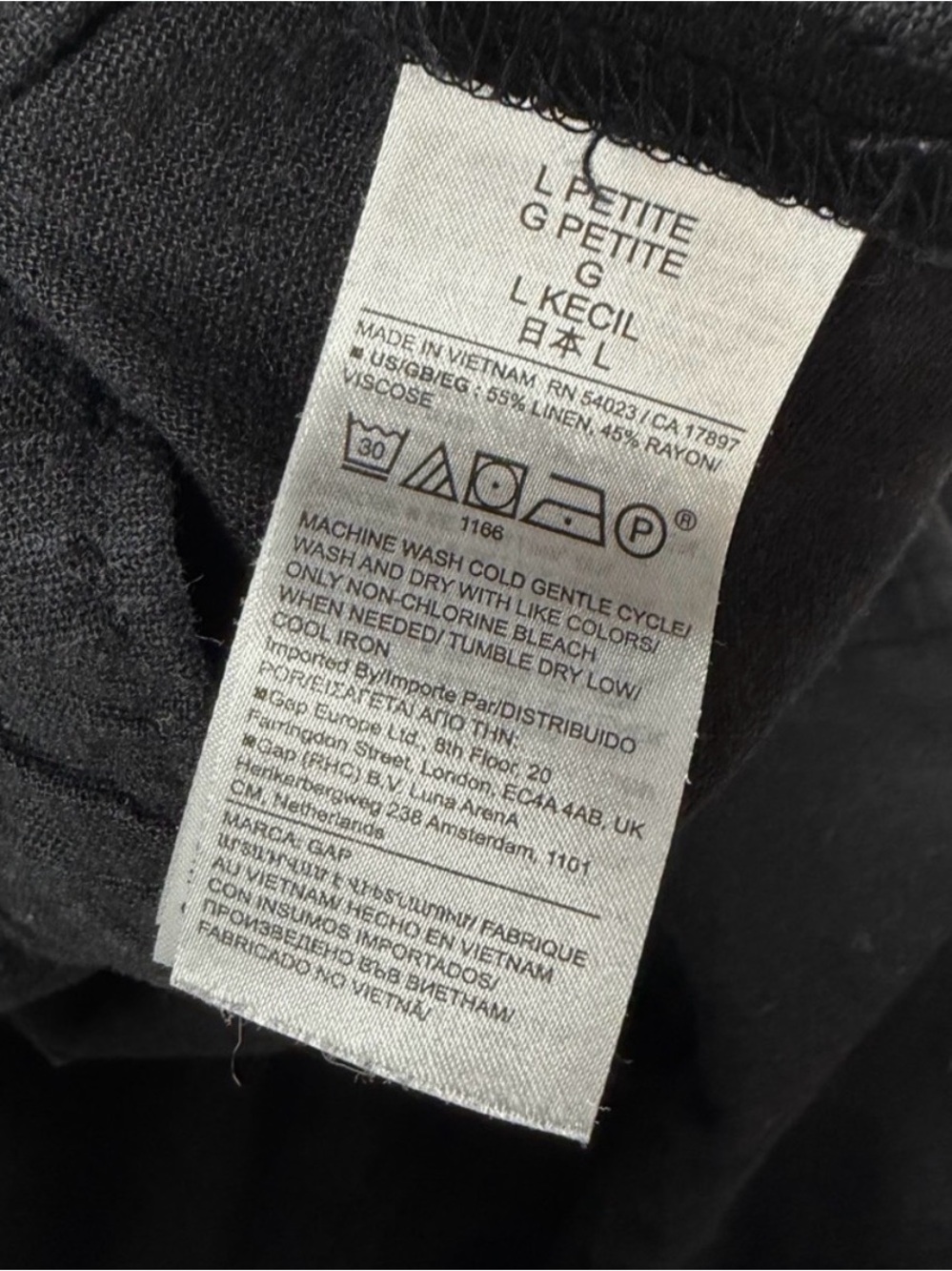GAP Black Linen-Blend‎ Wide-Leg Cargo Pull-On Pants Size Large Petite - Picture 4 of 4
